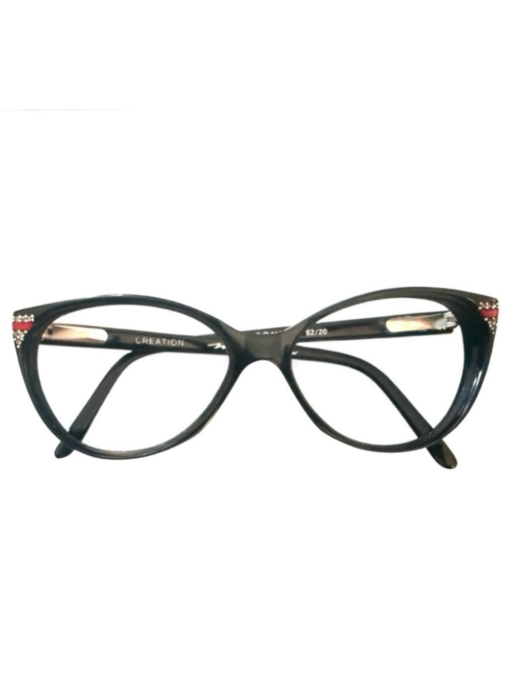 1980’s Vintage French Cateye Frames Eyeglasses with Rhinestone Detail, Deadstock